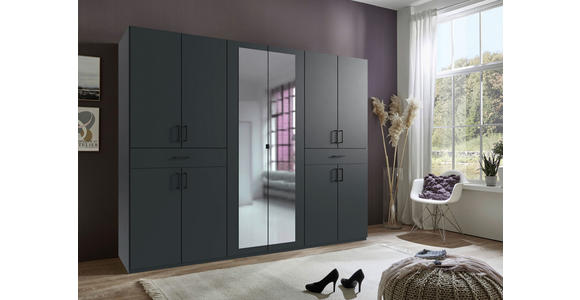 DREHTÜRENSCHRANK in Graphitfarben - Schwarz/Graphitfarben, KONVENTIONELL, Glas/Holzwerkstoff (270/208/58cm) - Carryhome