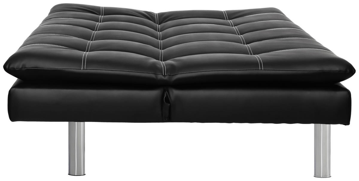 SCHLAFSOFA Lederlook Schwarz  - Silberfarben/Schwarz, Design, Textil/Metall (180/78/93cm) - P & B