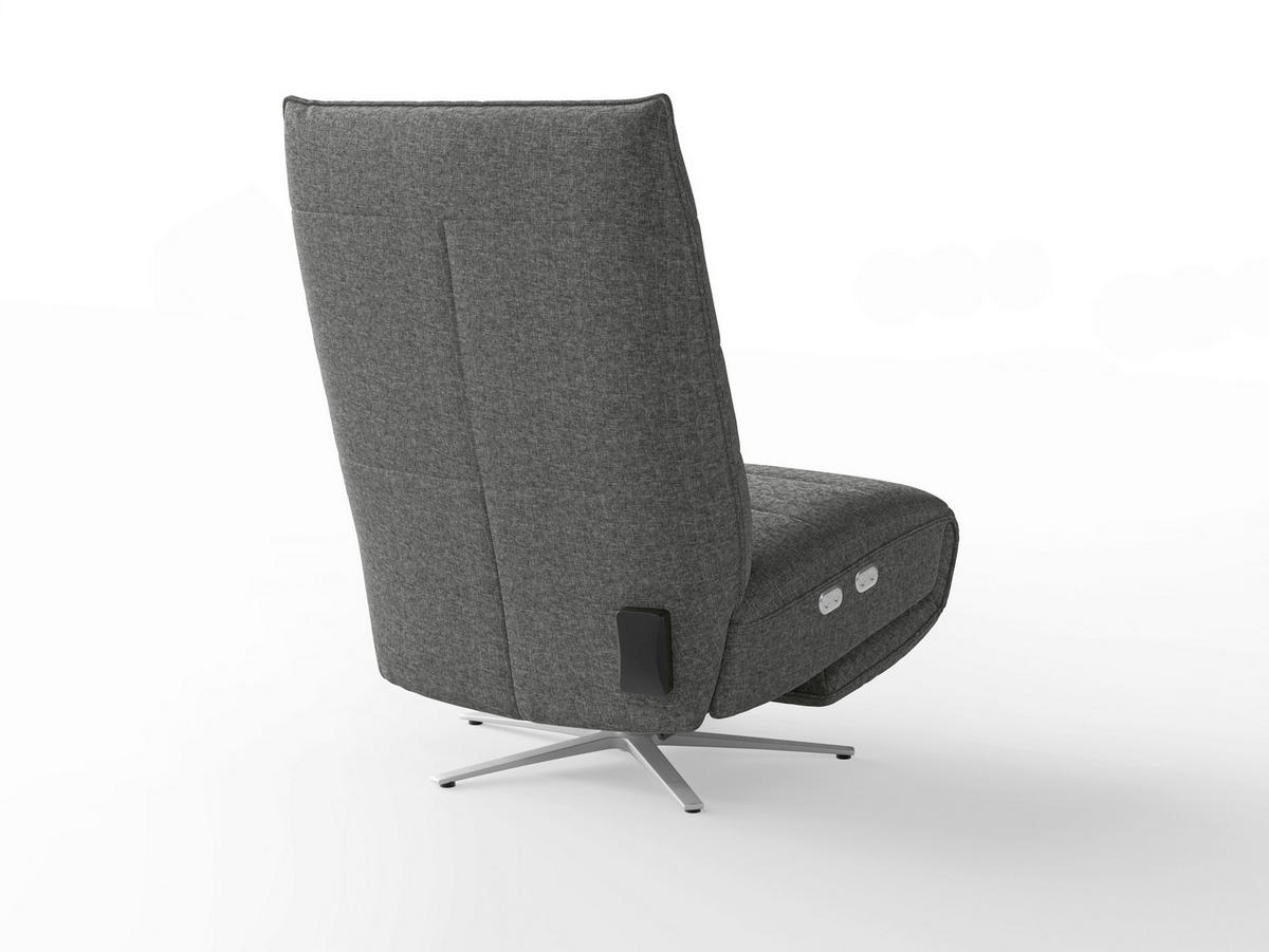 RELAXSESSEL EVE E Chenille Kopfteilverstellung, Rücken echt    - Anthrazit/Silberfarben, Basics, Textil/Metall (80/109/98cm) - Sit & More