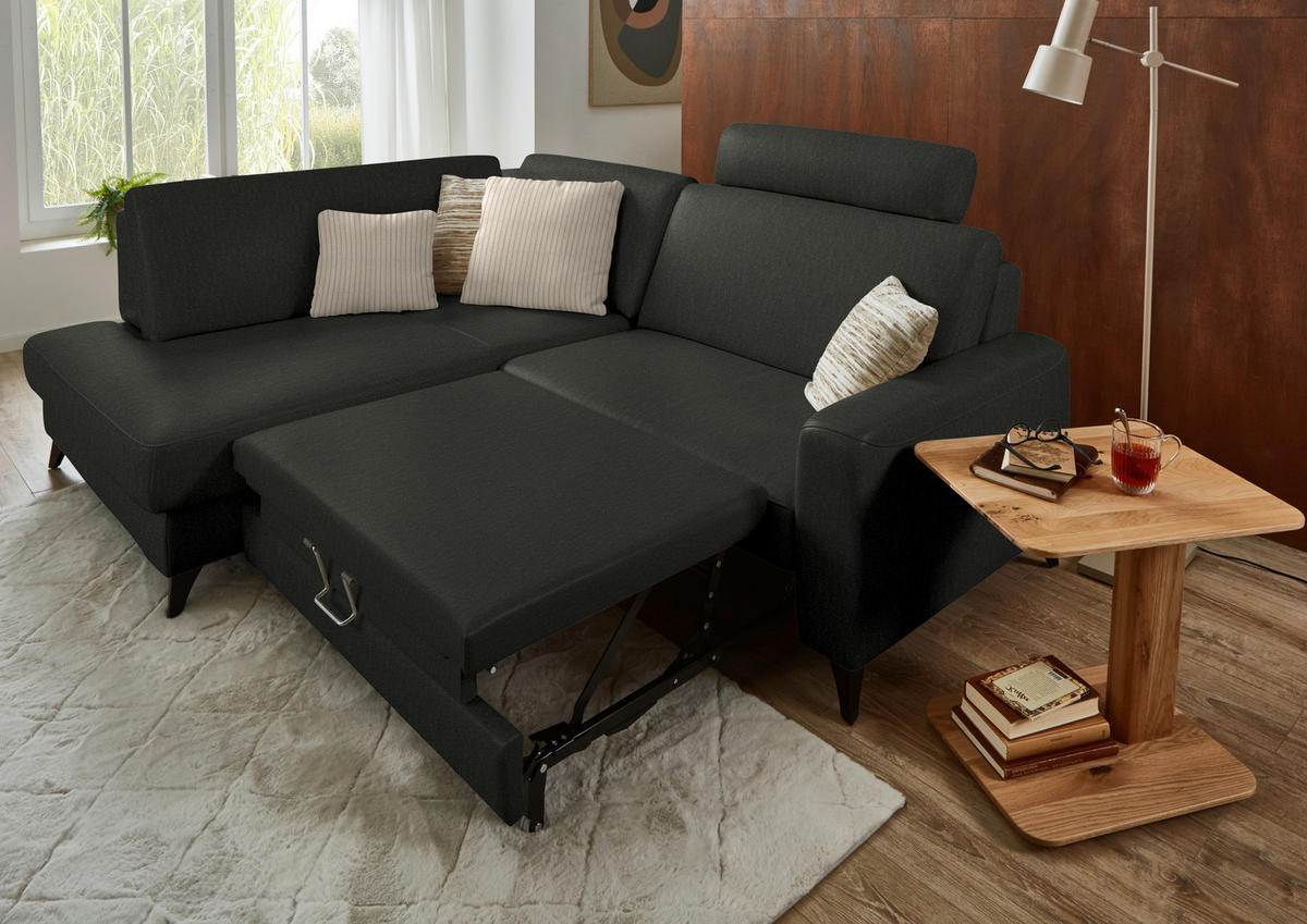 ECKSOFA  Chenille Anthrazit  - Anthrazit/Schwarz, Design, Textil/Metall (182/239cm) - Beldomo Comfort