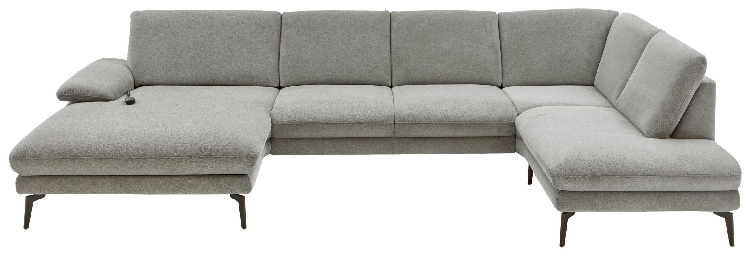 WOHNLANDSCHAFT Grau Webstoff - Schwarz/Grau, Design, Textil/Metall (180/344/208cm) - Dieter Knoll