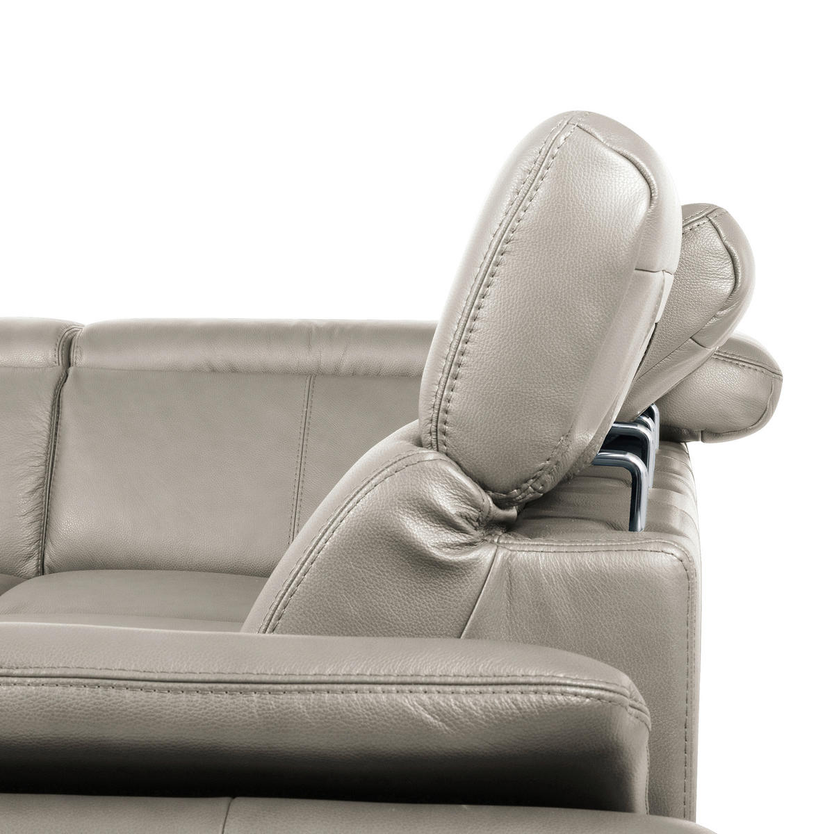 ECKSOFA  in Lederlook Echtleder Platinfarben  - Platinfarben/Schwarz, Design, Leder/Textil (211/264cm) - Livetastic