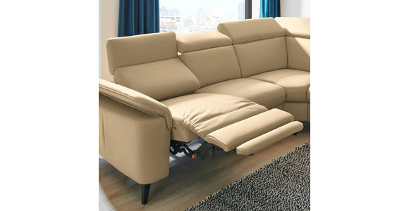 ECKSOFA in Echtleder Hellbraun  - Hellbraun/Schwarz, Design, Leder/Metall (285/239cm) - Cantus