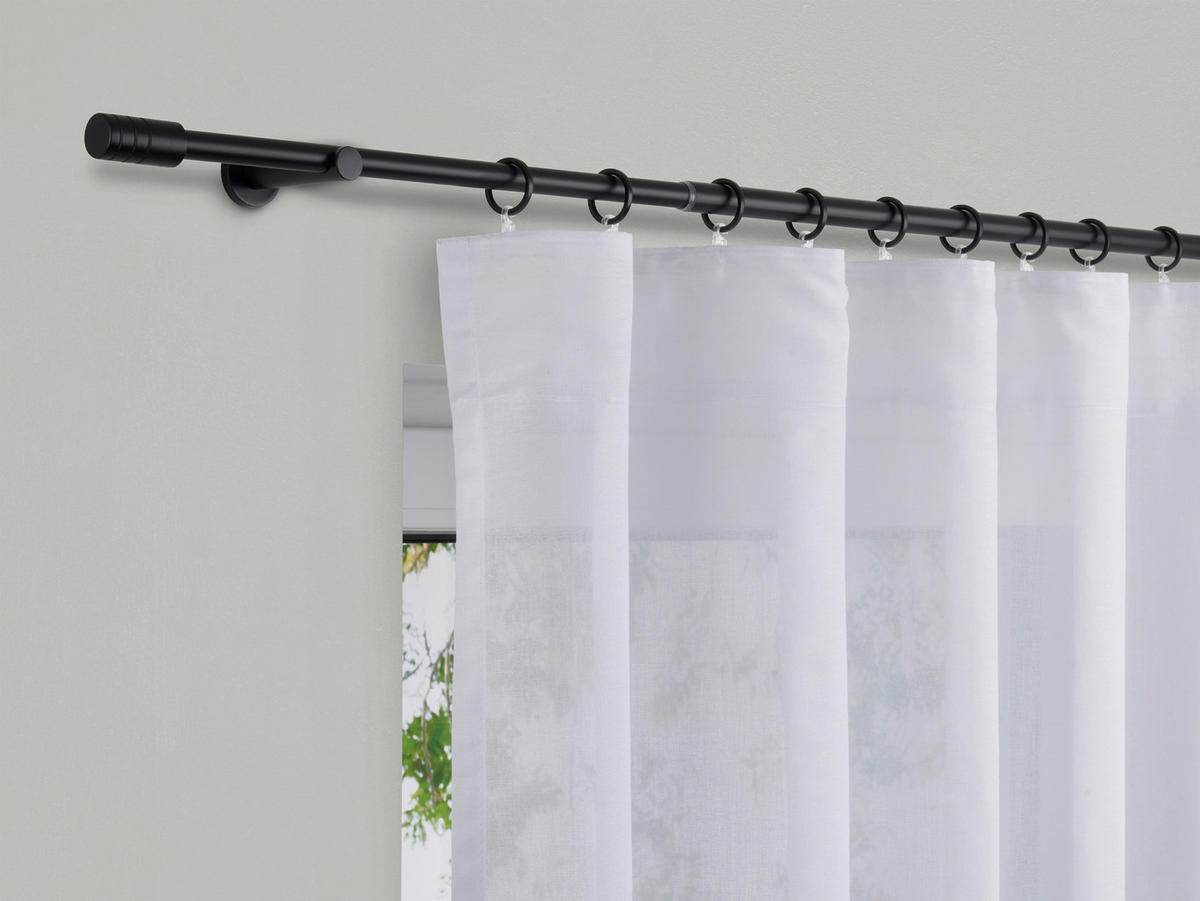 VORHANGSTANGENSET 160 cm  - Schwarz, Basics, Metall (160cm)