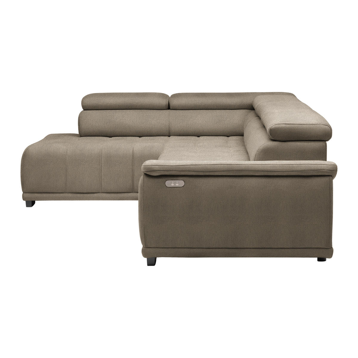 HÖRNSOFFA i chenille, vävt tyg beige  - beige/svart, Modern, textil/plast (106/283cm) - MID.YOU