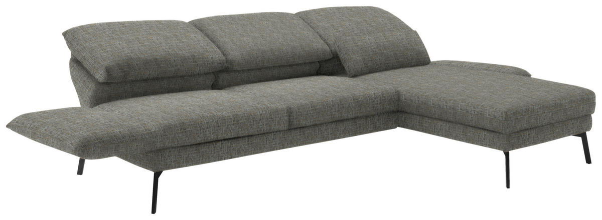 ECKSOFA in Flachgewebe Taupe  277/175 cm  - Taupe/Schwarz, Design, Textil/Metall (277/175cm) - Schöner Wohnen