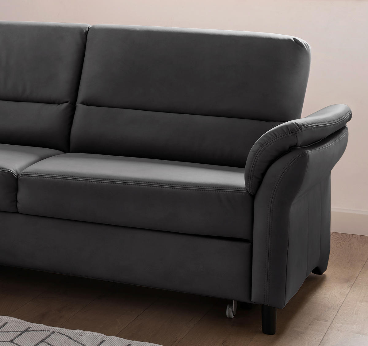 ECKSOFA in Lederlook Schwarz  - Schwarz, Modern, Holz/Textil (176/279cm) - Livetastic