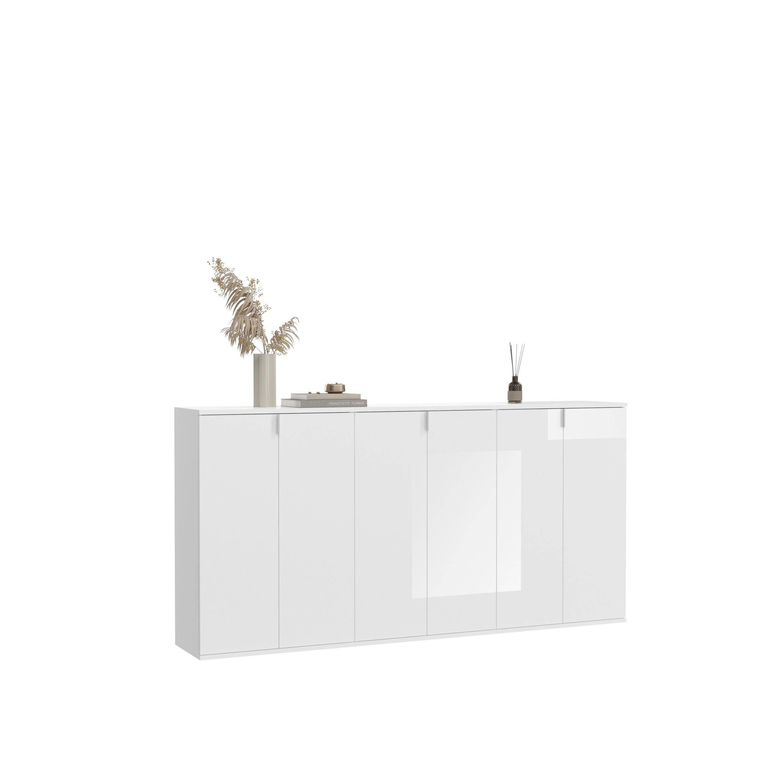 SIDEBOARD 183/99/34 cm  - vit högglans, Modern, trämaterial (183/99/34cm) - MID.YOU