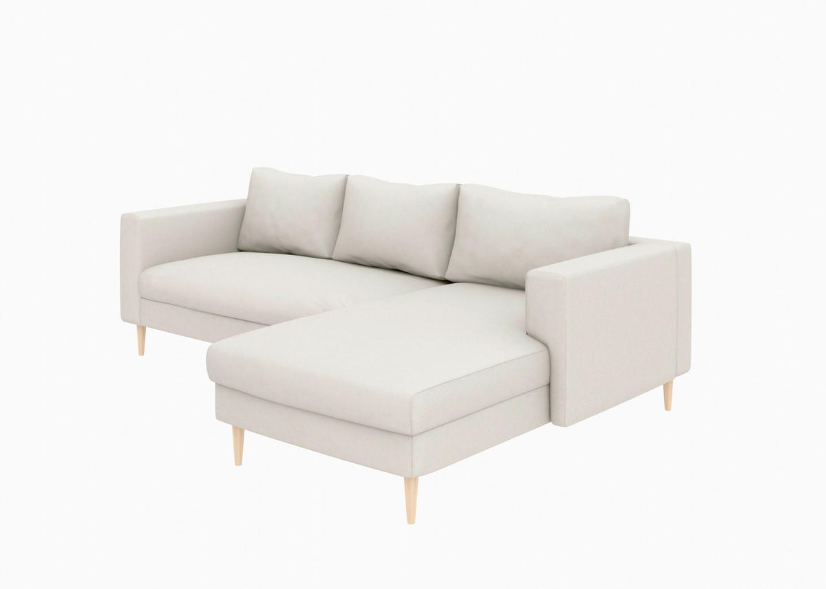 ECKSCHLAFSOFA  mit Rücken echt, Armteil links, Armteil rechts Struktur Sandfarben  - Sandfarben/Buchefarben, MODERN, Holz/Textil (232/161cm) - Trendmanufaktur