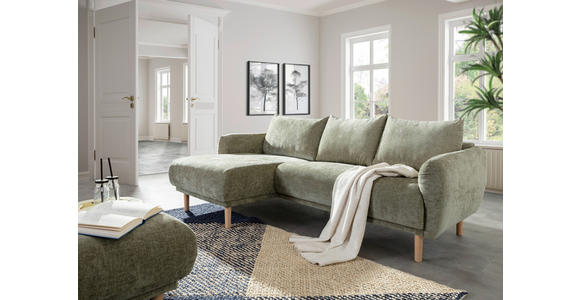 ECKSOFA Olivgrün Flachgewebe - Buchefarben/Olivgrün, KONVENTIONELL, Holz/Textil (144/230cm) - Carryhome