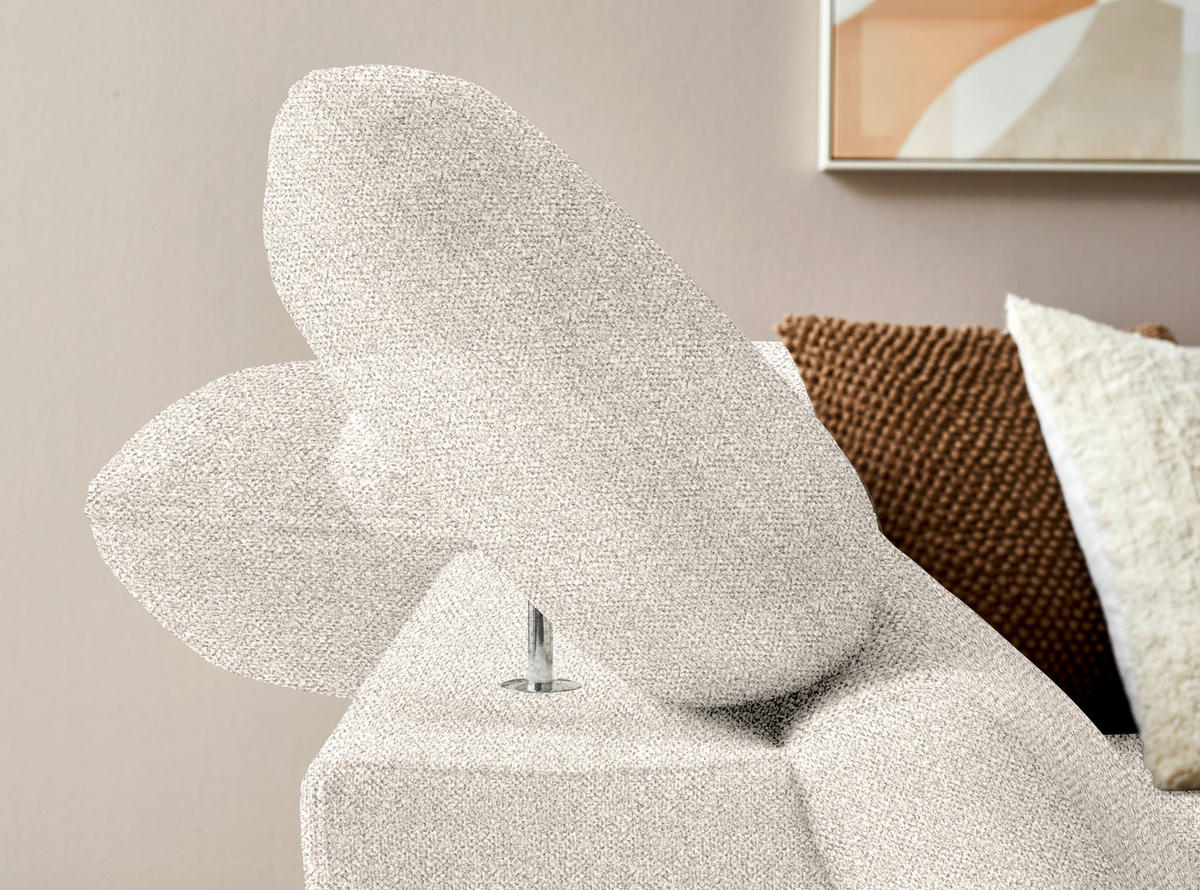 ECKSOFA in Bouclé Creme  - Eichefarben/Creme, Modern, Holz/Textil (212/287cm) - Valnatura