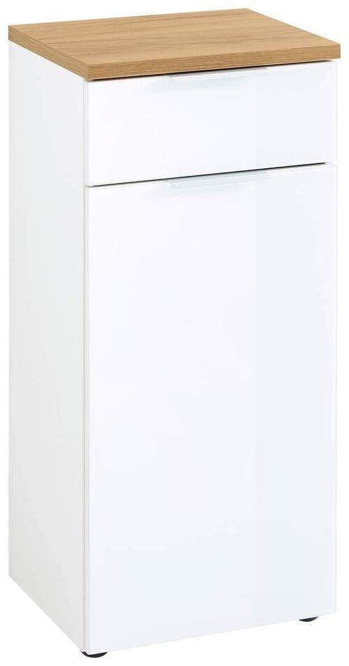 UNTERSCHRANK 39/86/34 cm   - Edelstahlfarben/Eichefarben, Design, Glas/Holzwerkstoff (39/86/34cm) - Germania