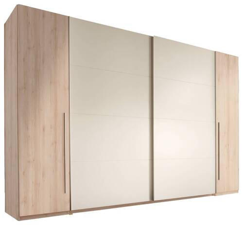 SCHWEBETÜRENSCHRANK 315/225/61 cm 4-türig Weiß, Buchefarben  - Buchefarben/Alufarben, Design (315/225/61cm) - MID.YOU
