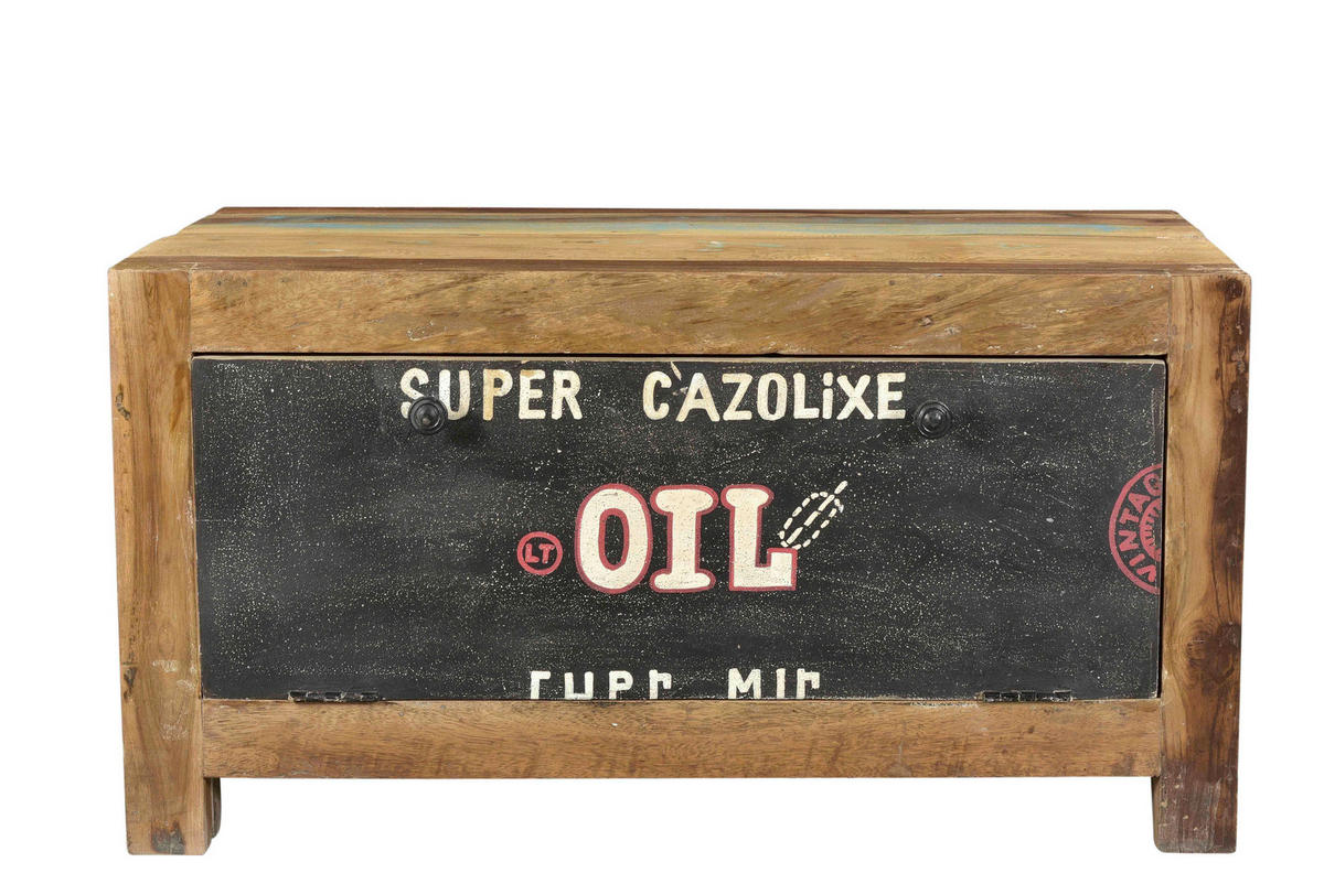 SCHUHSCHRANK Altholz massiv Multicolor, Naturfarben  - Multicolor/Schwarz, Design, Holz/Metall (85/45/40cm) - MID.YOU