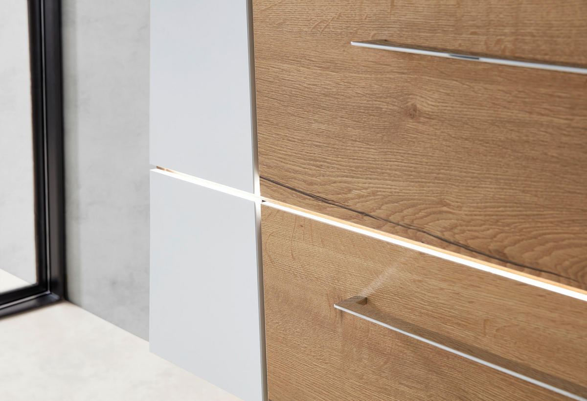 WASCHTISCHKOMBI 92 cm  - Chromfarben/Eichefarben, KONVENTIONELL, Holzwerkstoff/Kunststoff (92cm) - Sadena