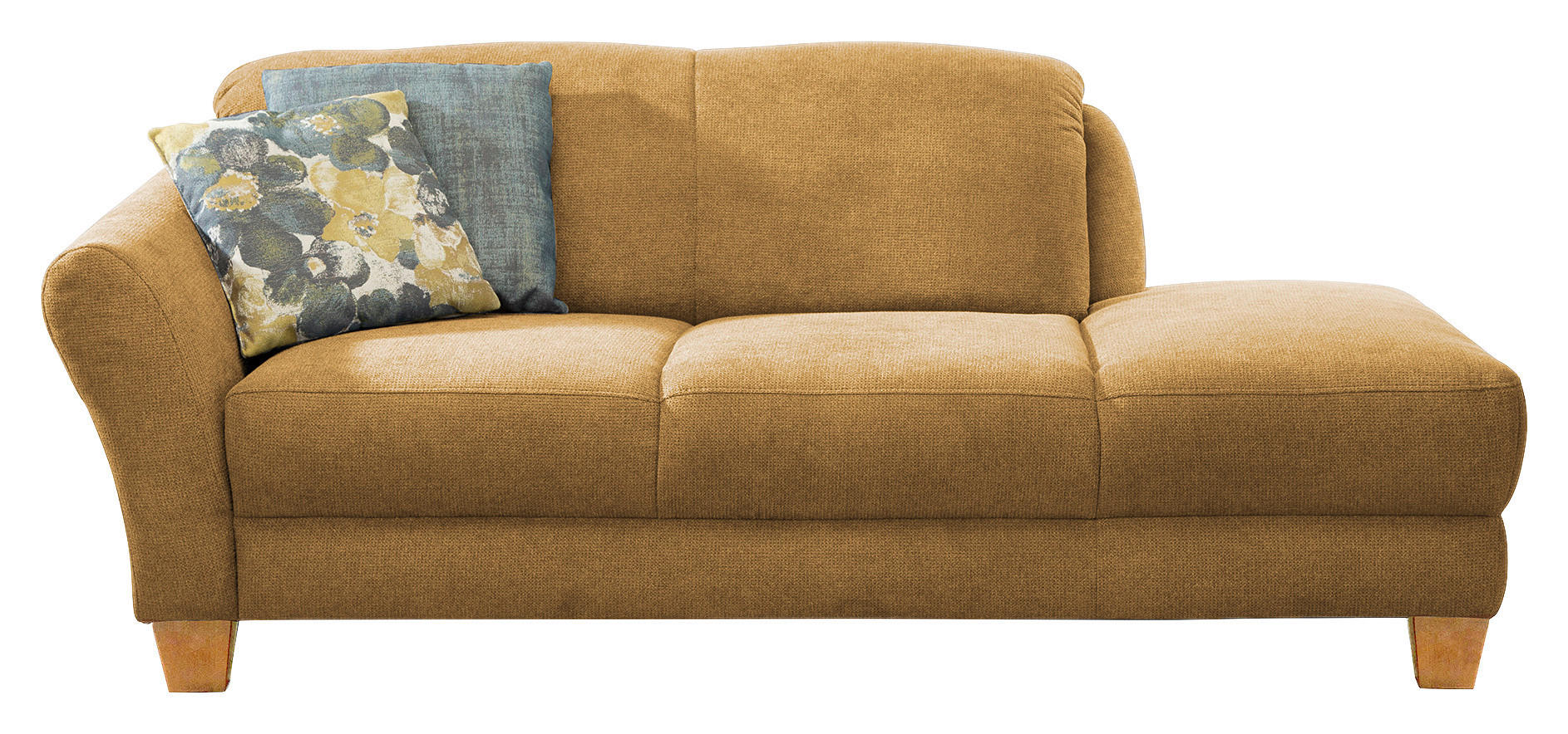 RÉCAMIERE Senfgelb Flachgewebe  - Senfgelb/Naturfarben, KONVENTIONELL, Holz/Textil (194/84/91cm) - Sit & More