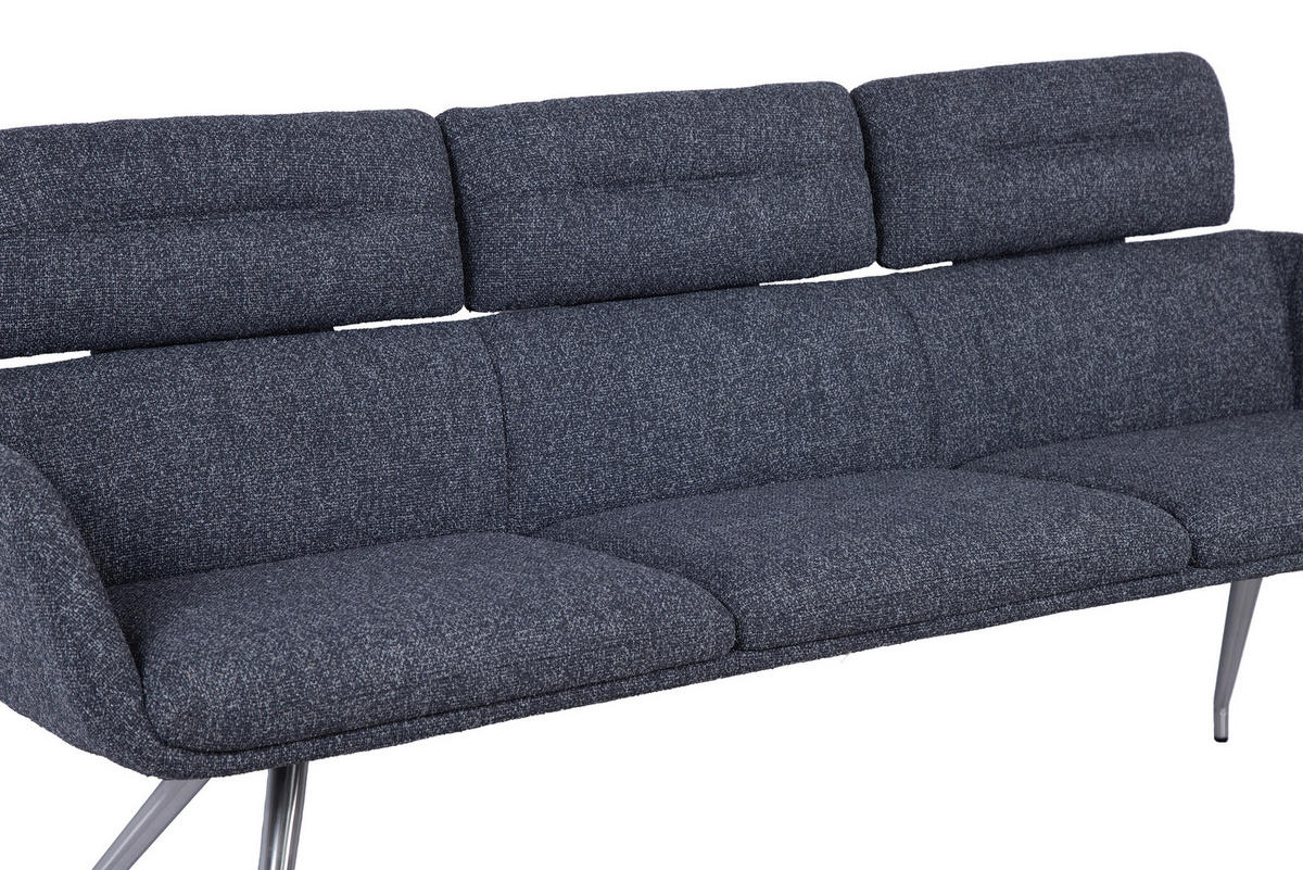 SITZBANK 200/92,5/67 cm Webstoff Edelstahlfarben, Dunkelgrau  - Edelstahlfarben/Dunkelgrau, Design, Textil/Metall (200/92,5/67cm) - Dieter Knoll