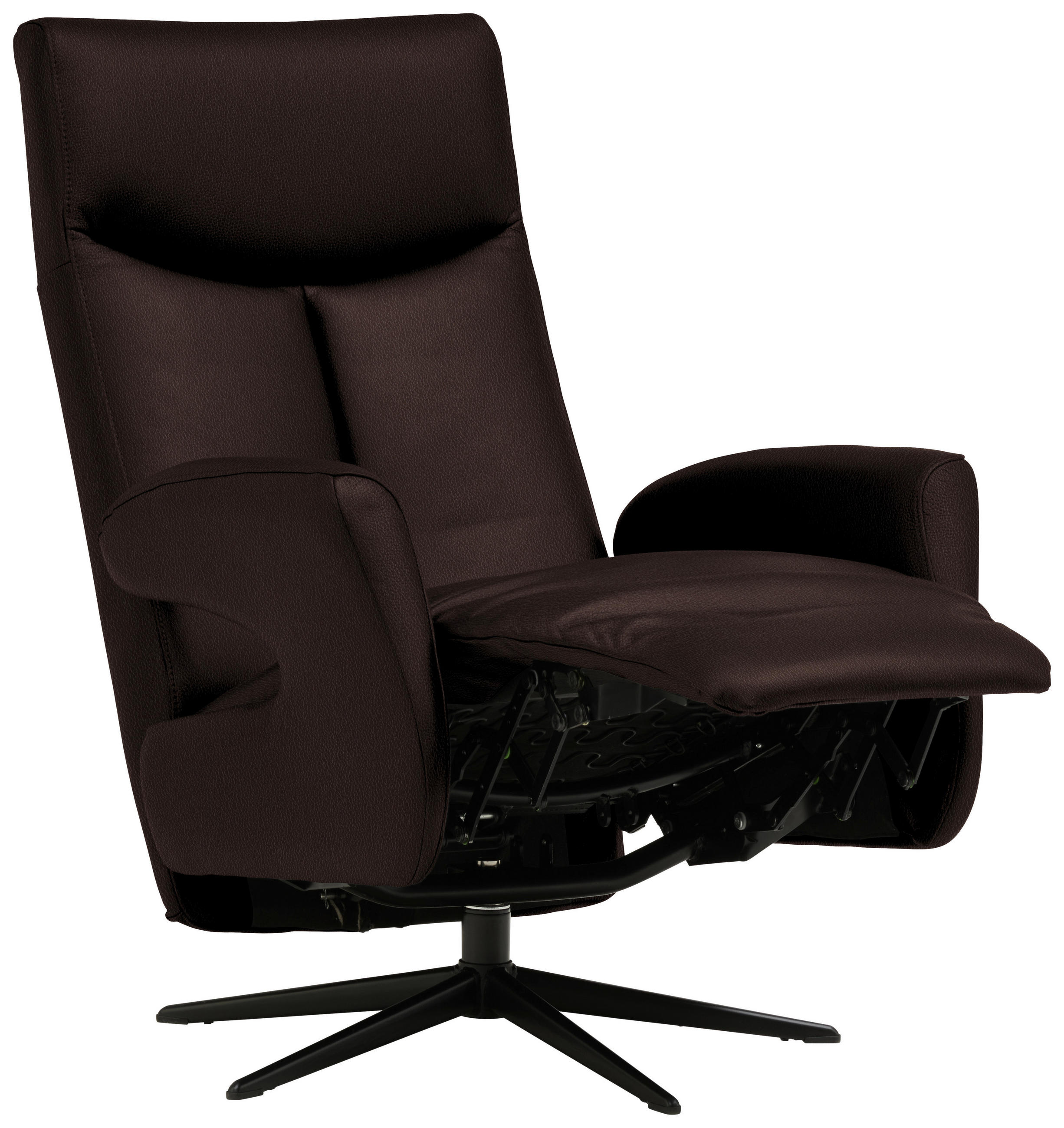 RELAXSESSEL in Leder Dunkelbraun  - Dunkelbraun/Schwarz, Design, Leder/Metall (74/105/82cm) - Welnova