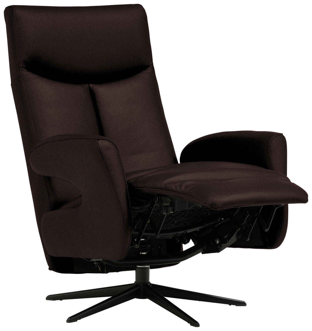 RELAXSESSEL in Leder Dunkelbraun  - Dunkelbraun/Schwarz, Design, Leder/Metall (74/105/82cm) - Welnova