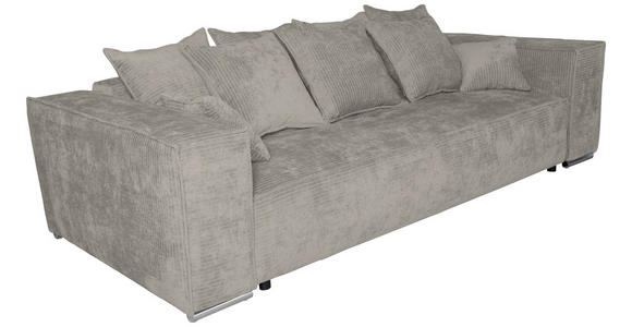 BIGSOFA in Flachgewebe Creme  - Chromfarben/Creme, KONVENTIONELL, Textil/Metall (256/68/122cm) - Carryhome