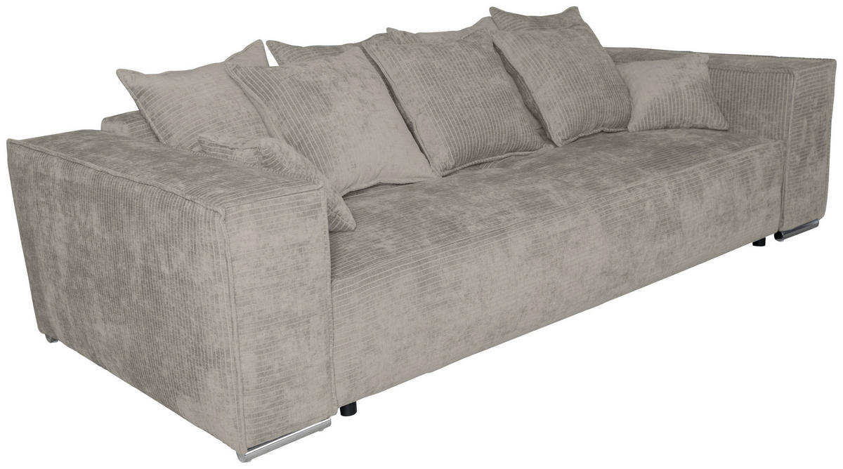 BIGSOFA Flachgewebe Creme  - Chromfarben/Creme, KONVENTIONELL, Textil/Metall (256/68/122cm) - Carryhome