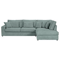 ECKSOFA  in Cord Mintgrün Zierkissen, Rückenkissen, Rücken echt  307/228 cm  - Schwarz/Mintgrün, MODERN, Kunststoff/Textil (307/228cm) - Carryhome