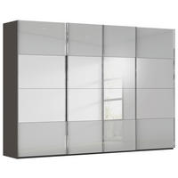 SCHWEBETÜRENSCHRANK 316/223/68 cm,  in Graphitfarben, Seidengrau, 4 Tür(en)  - Chromfarben/Seidengrau, Design, Glas/Holzwerkstoff (316/223/68cm) - Novel