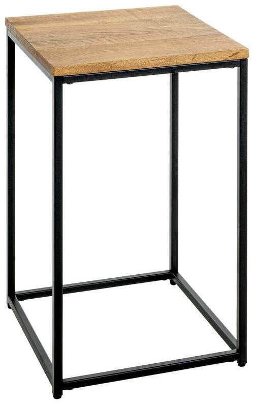 BEISTELLTISCH 35/35/60 cm Eiche massiv Schwarz, Eichefarben quadratisch - Eichefarben/Schwarz, Design, Holz/Metall (35/35/60cm)
