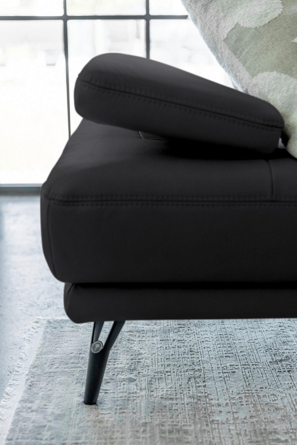 ECKSOFA Echtleder Anthrazit  - Anthrazit/Schwarz, Konventionell, Leder/Metall (180/301cm) - Joop!