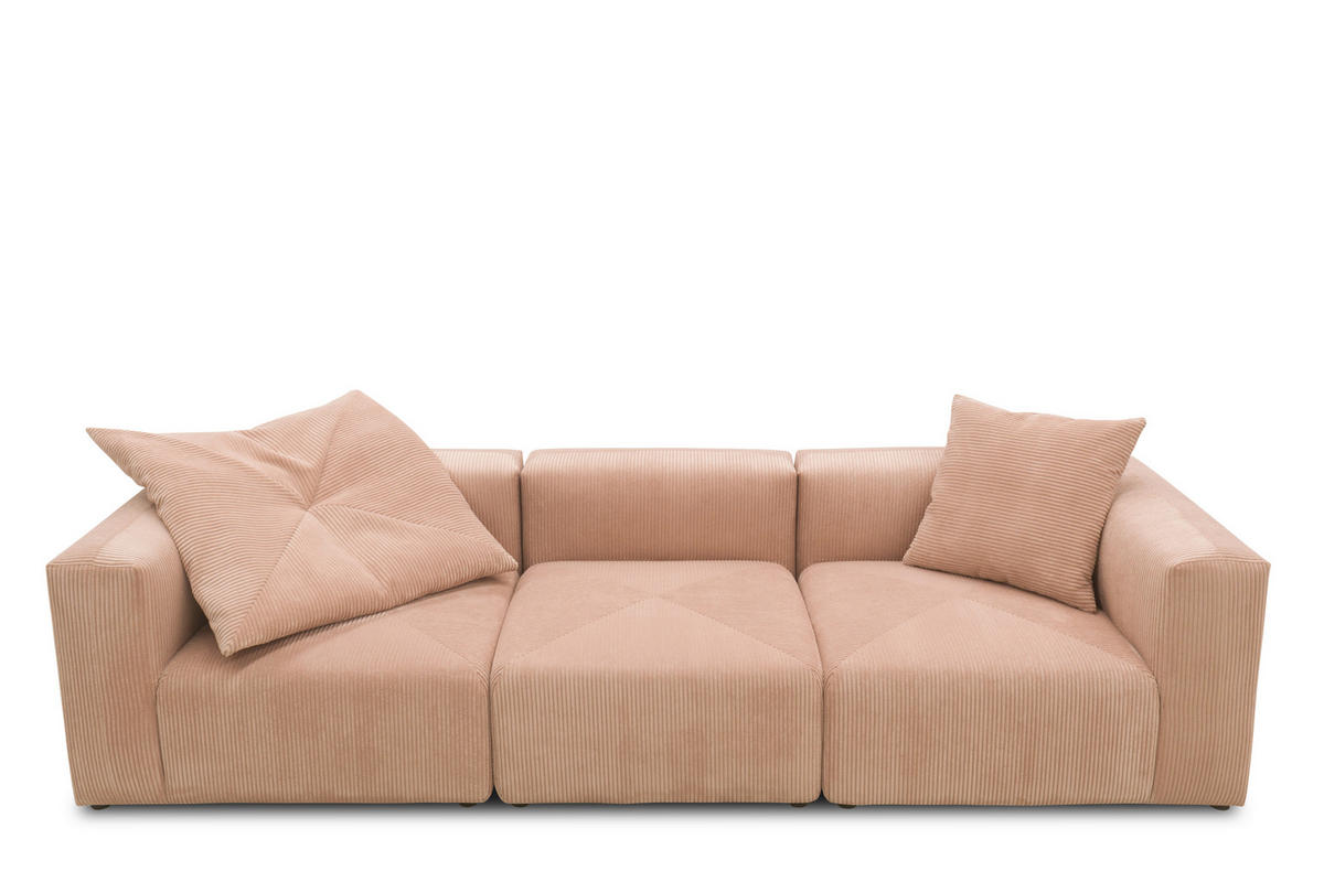 3-SITZER-SOFA Cord, Mikrofaser Rosa, Roségold  - Roségold/Schwarz, Design, Kunststoff/Textil (301/69/108cm) - MID.YOU