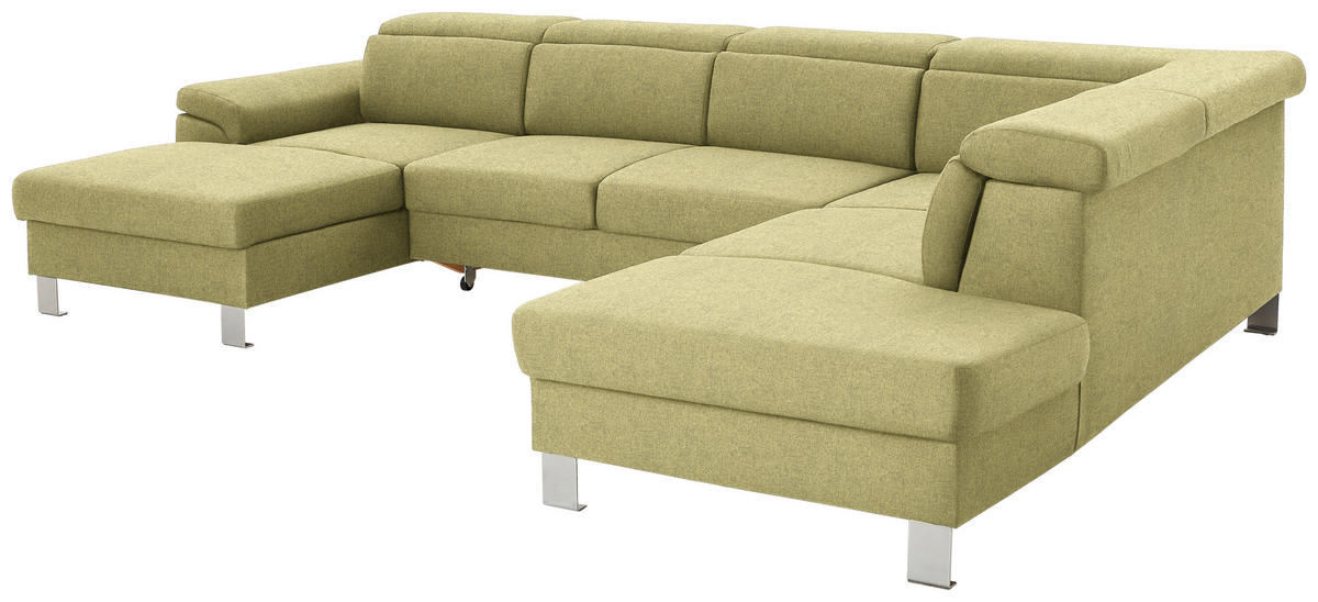 WOHNLANDSCHAFT in Webstoff Grün  - Silberfarben/Grün, Design, Textil/Metall (168/320/226cm) - Xora