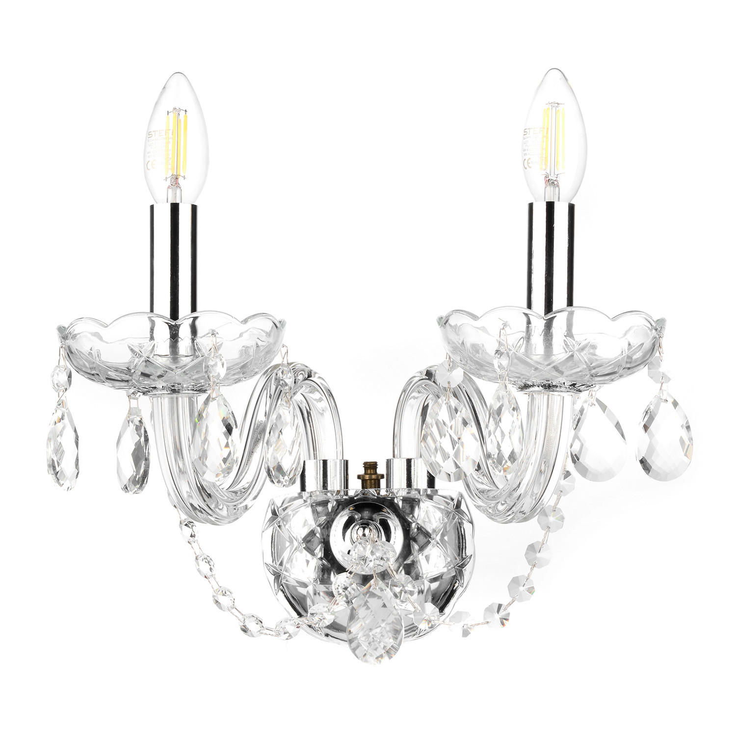 WANDLEUCHTE 32/30/20 cm   - Chromfarben/Transparent, KONVENTIONELL, Glas/Metall (32/30/20cm)