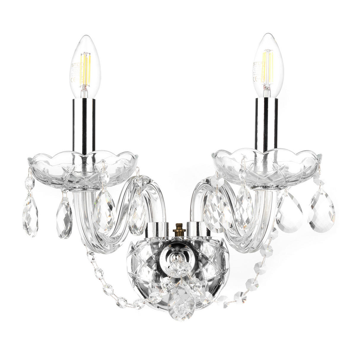 WANDLEUCHTE 32/30/20 cm   - Chromfarben/Transparent, KONVENTIONELL, Glas/Metall (32/30/20cm)