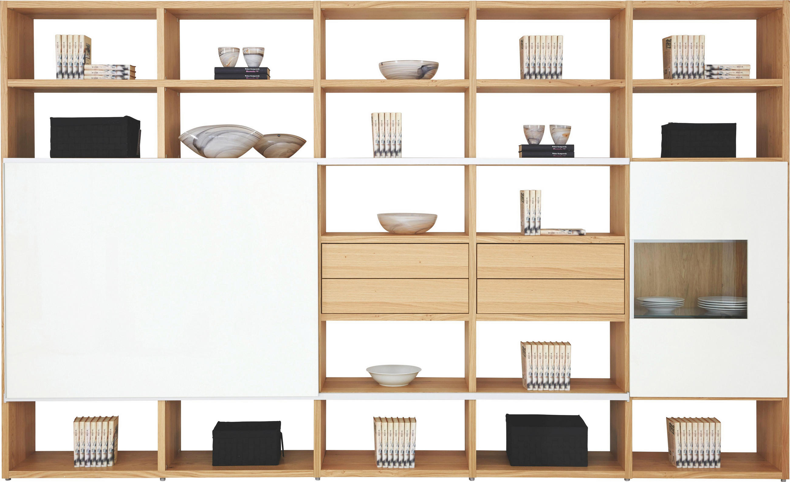 Wohnwand Eiche Furniert Naturfarben Weiss Online Kaufen Xxxlutz