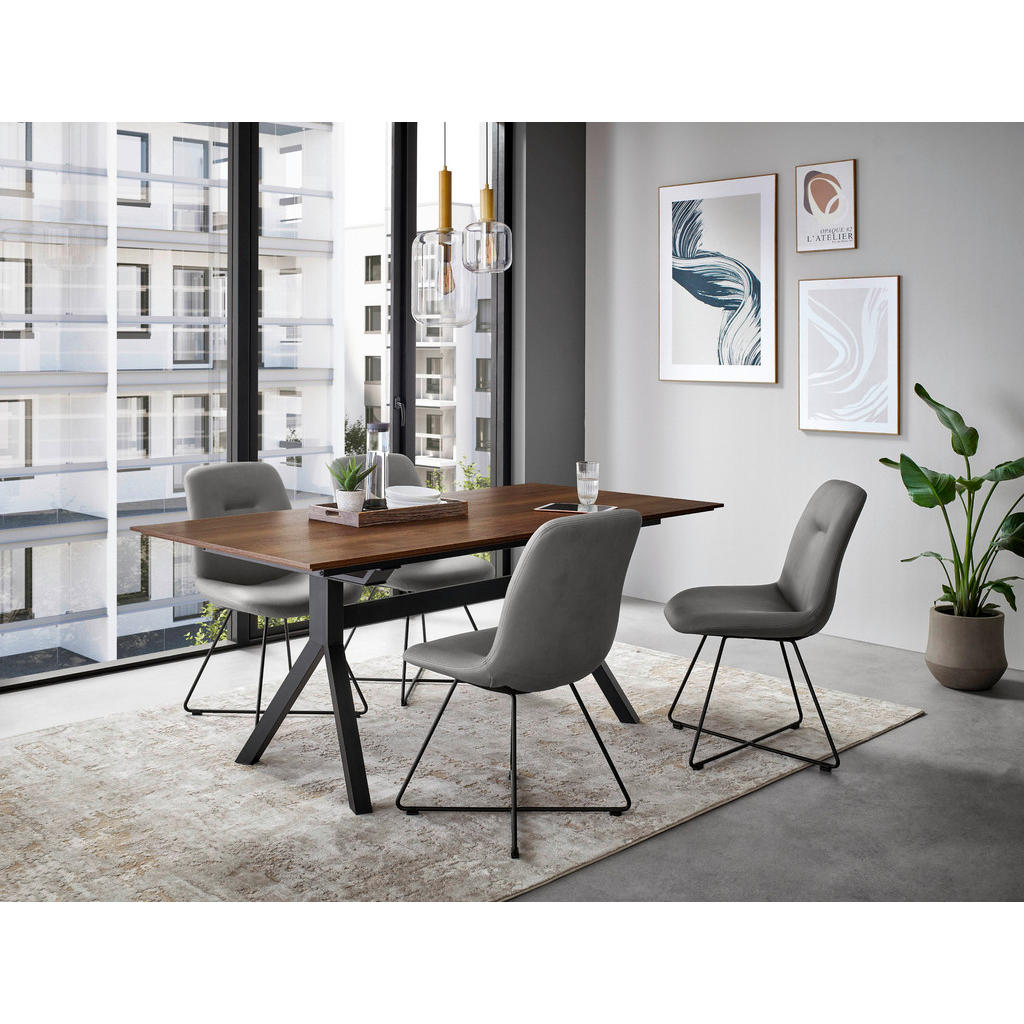 Thumbnail - Celina Home Esstisch Paris, Schwarz, Nussbaum, Metall, Holzwerkstoff, rechteckig, Y-Form, 95x76x200 cm, in verschiedenen...