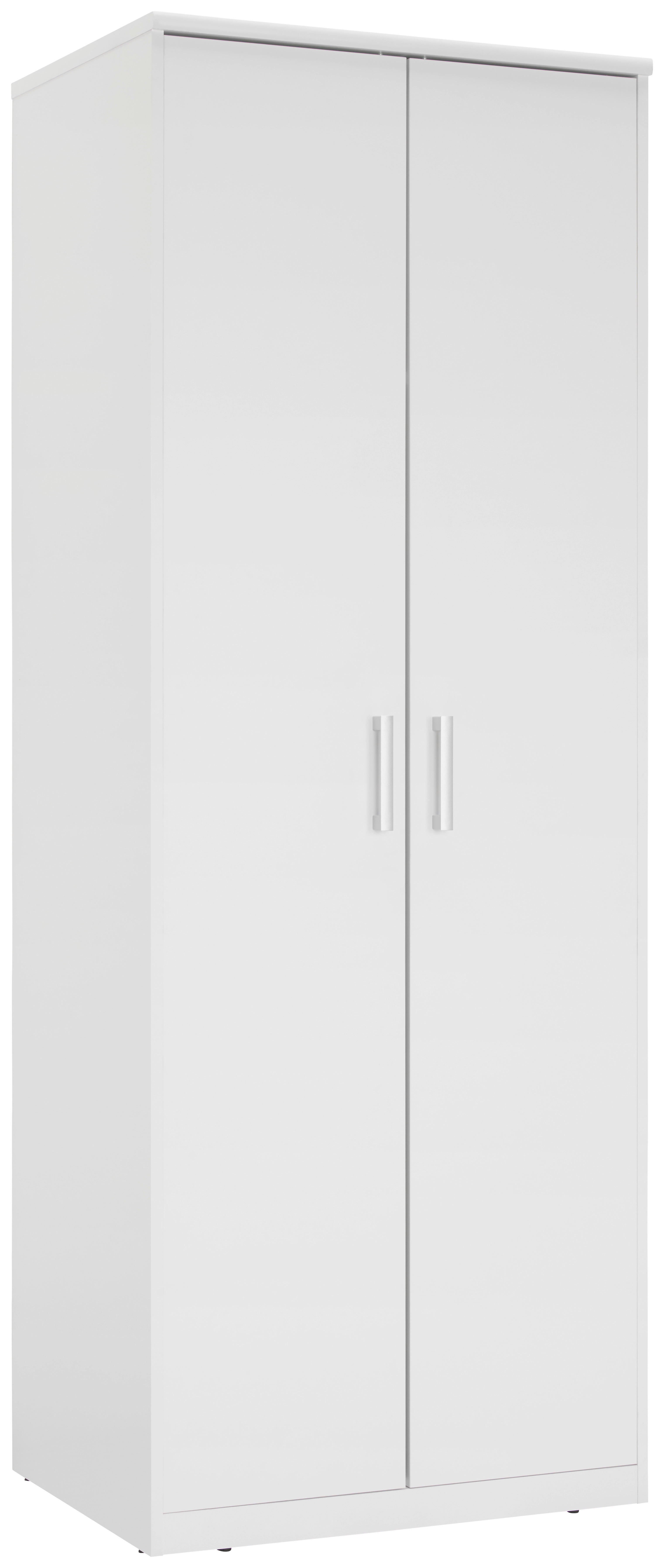 KLEIDERSCHRANK 2-türig Weiß  - Silberfarben/Weiß, Basics, Holzwerkstoff/Kunststoff (72/194/54cm) - Xora