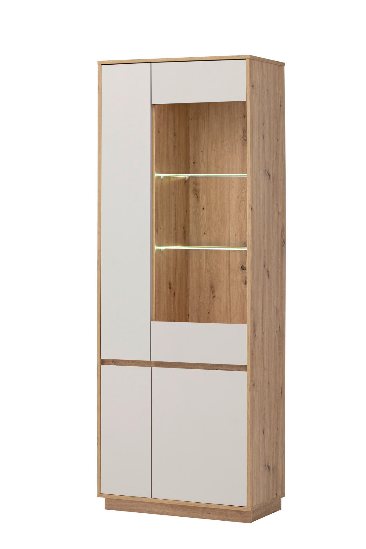 VITRINE  in Eiche Artisan, Kaschmir - Kaschmir/Eiche Artisan, Design, Glas/Holzwerkstoff (75/205/40cm) - MID.YOU