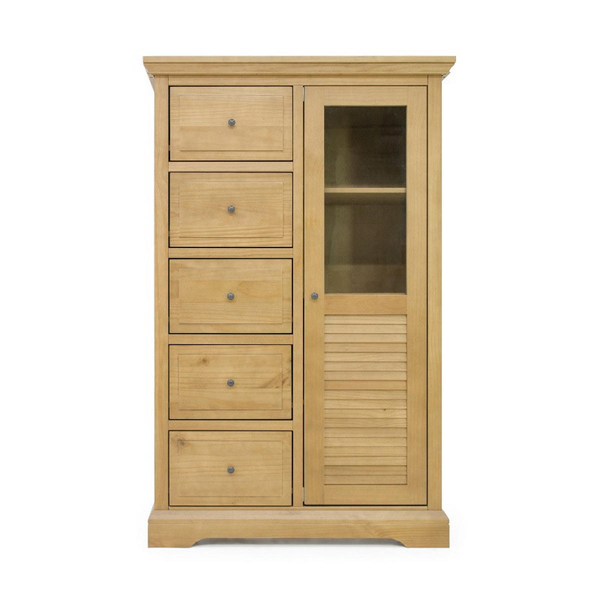 FÉLMAGAS SZEKRÉNY 95/150/45 cm  - ezüst/tölgyfa, Konventionell, faalapú anyag/Üveg (95/150/45cm) - Livetastic