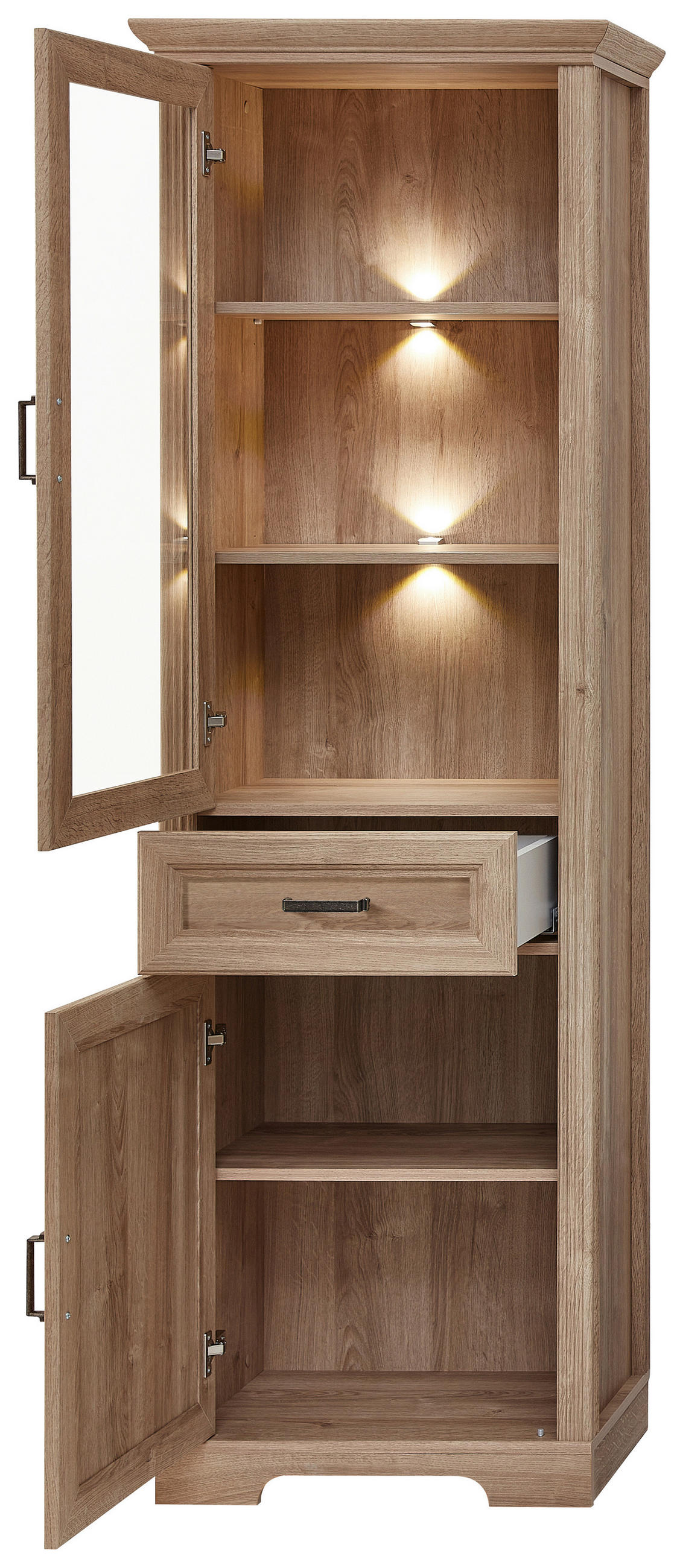 VITRINE in Eichefarben  - Eichefarben, Design, Holzwerkstoff/Metall (66/204/42cm) - MID.YOU