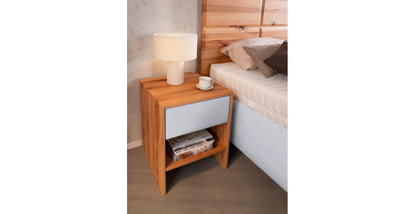 POLSTERBETT Matratze, Lattenrost, Bettkasten Silberfarben, Buchefarben 180/200 cm - Buchefarben/Silberfarben, Design, Holz/Textil (180/200cm) - Valnatura