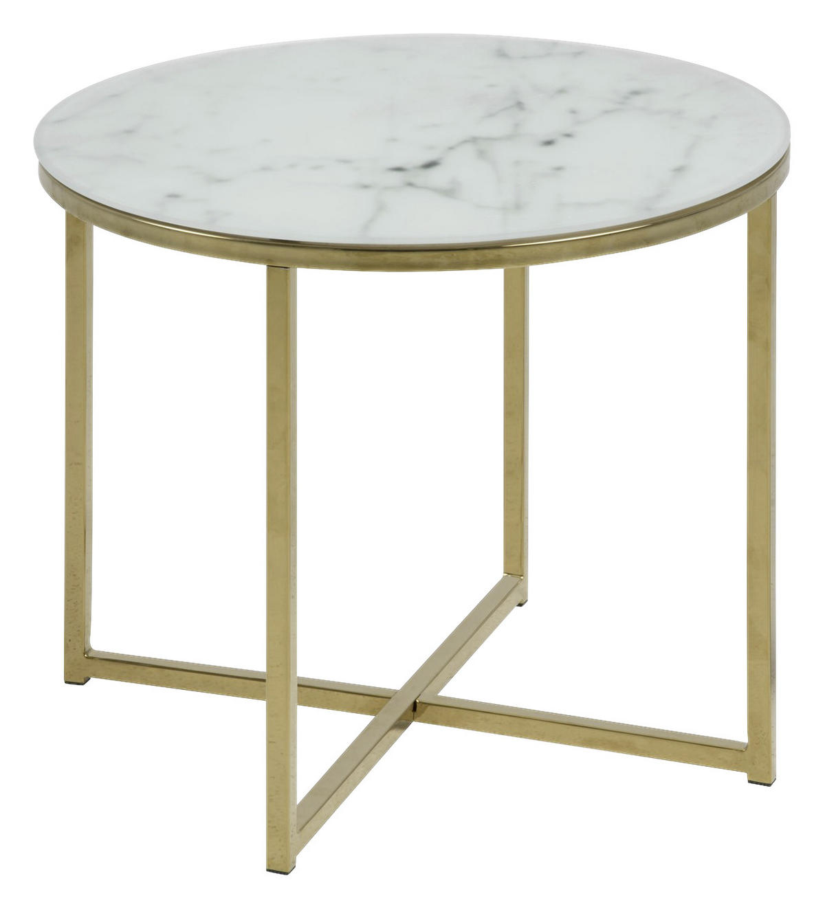 COUCHTISCH in Metall, Glas 50/50/42 cm  - Weiss/Goldfarben, Trend, Glas/Metall (50/50/42cm) - Ambia Home