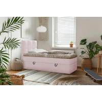 POSTELJA Z VZMETNICO 90 cm   x 200 cm  , les, tekstil, leseni material  - črna/svetlo roza, Moderno, umetna masa/tekstil (90/200cm) - MID.YOU
