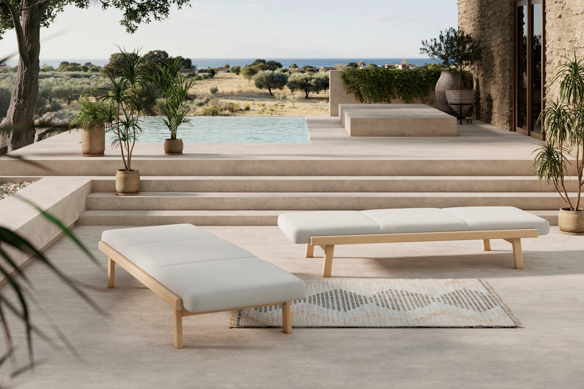 SONNENLIEGE 205/38,5/80 cm Esche  - Taupe/Sandfarben, ROMANTIK / LANDHAUS, Holz/Textil (205/38,5/80cm) - Dieter Knoll