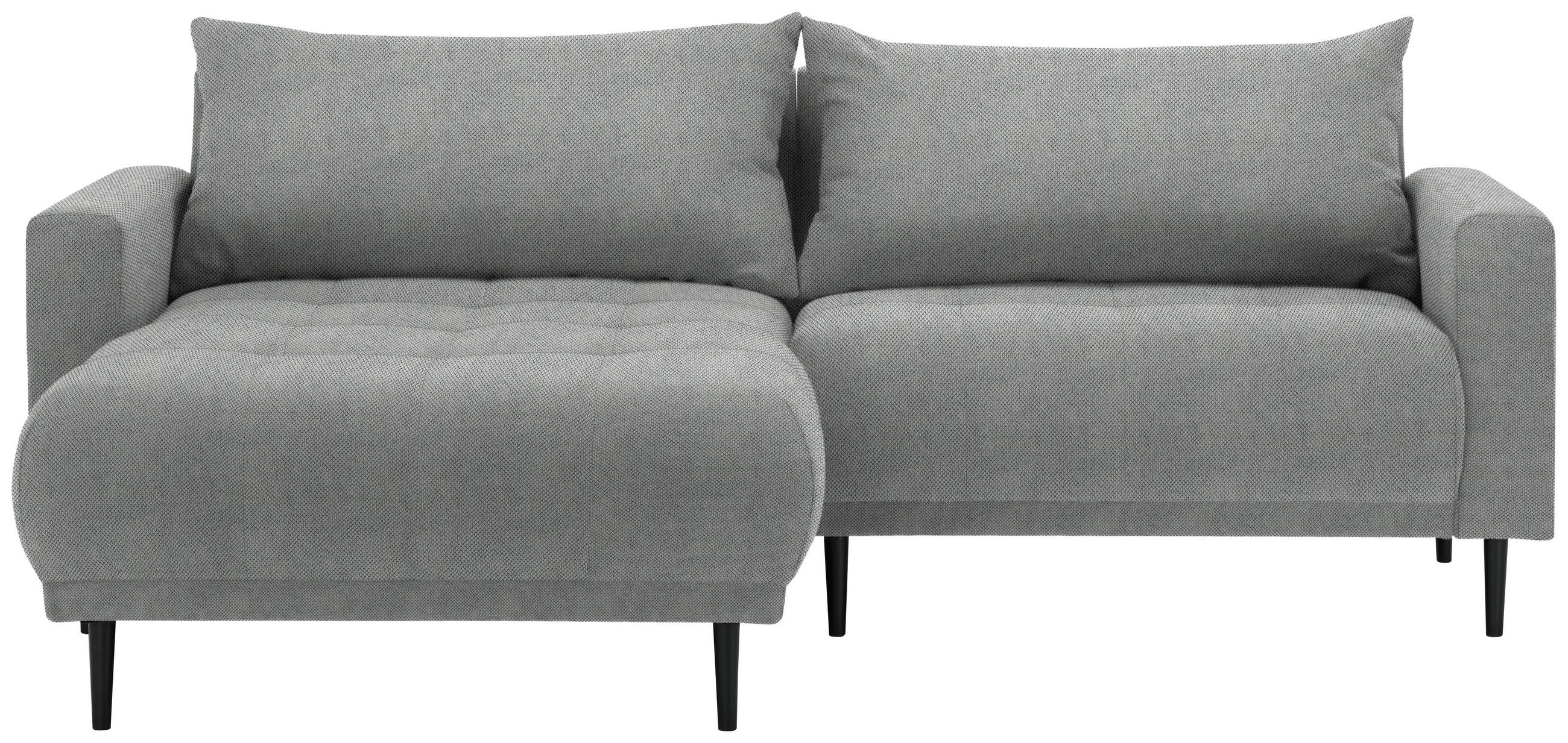 ECKSOFA in Flachgewebe Grau  215/160 cm  - Schwarz/Grau, Design, Holz/Textil (215/160cm) - Stylife
