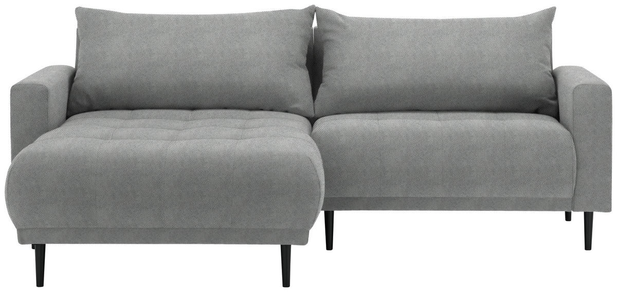 ECKSOFA in Flachgewebe Grau  - Schwarz/Grau, Design, Holz/Textil (215/160cm) - Stylife