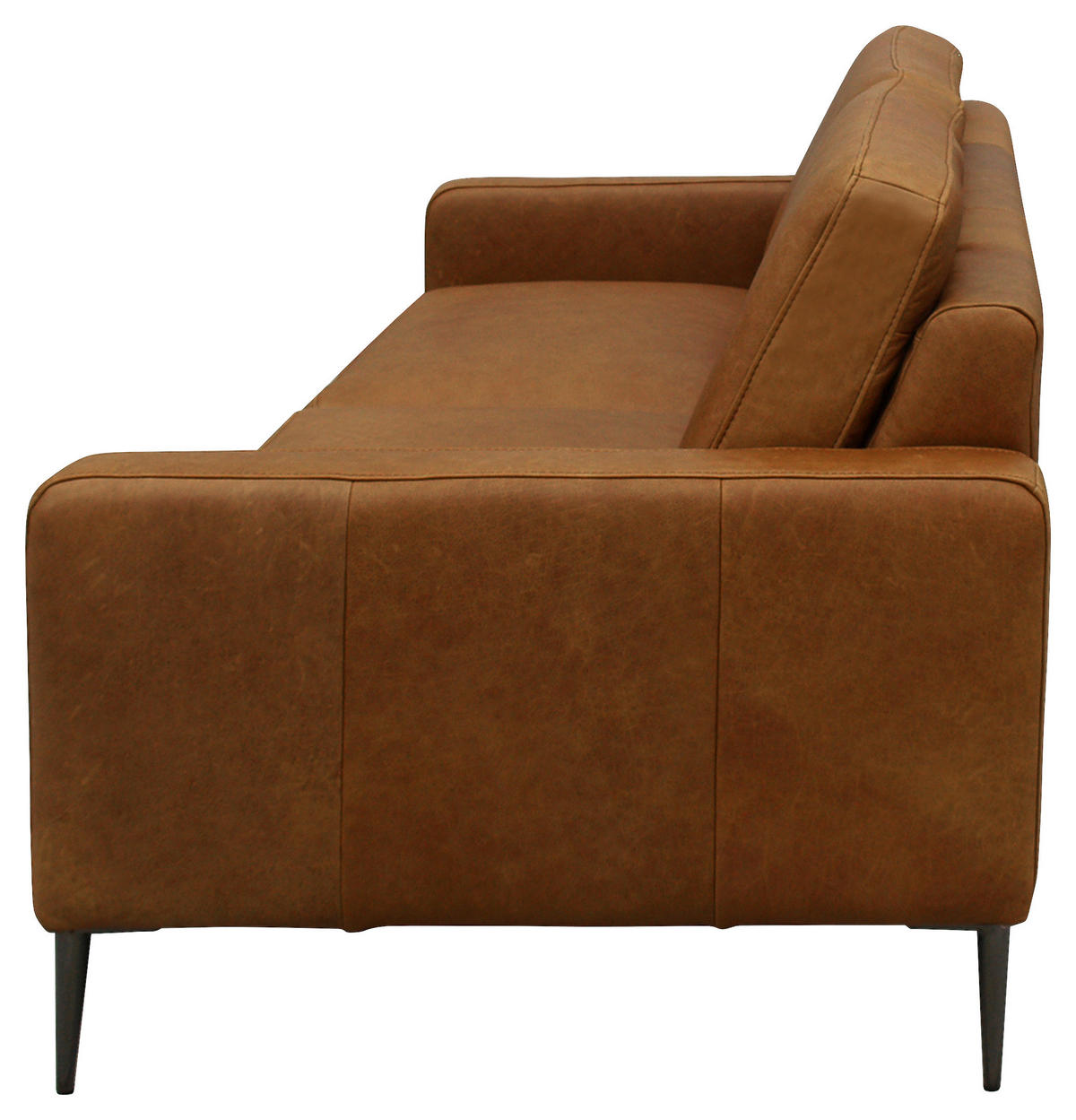 3-SITZER-SOFA in Echtleder Cognac  - Cognac/Schwarzchrom, Design, Leder/Metall (187/85/92cm) - Livetastic