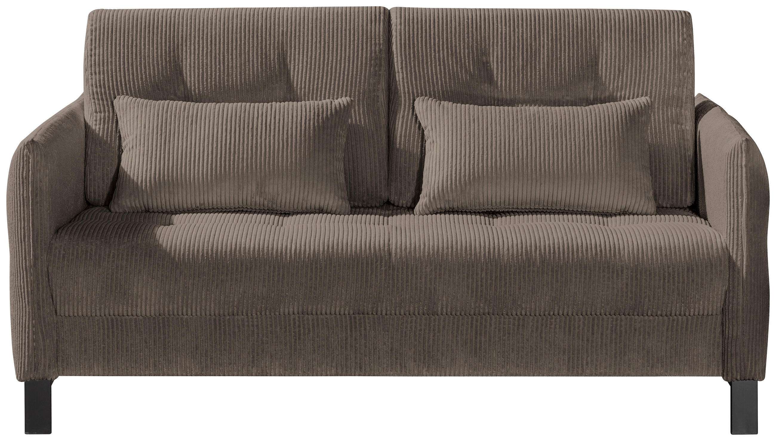 SCHLAFSOFA Cord Dunkelbraun Fussart wählbar, Stoffauswahl, Armteilvarianten, Schlafen auf Sitzhöhe, Rücken echt, Armteil links, Armteil rechts  - Dunkelbraun/Schwarz, Modern, Textil/Metall (150/88/110cm) - Novel