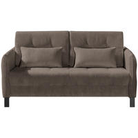 SCHLAFSOFA Cord Dunkelbraun Fussart wählbar, Stoffauswahl, Armteilvarianten, Schlafen auf Sitzhöhe, Rücken echt, Armteil links, Armteil rechts  - Dunkelbraun/Schwarz, Modern, Textil/Metall (150/88/110cm) - Novel