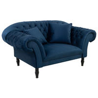XXL-SESSEL in Velours Dunkelblau  - Schwarz/Dunkelblau, Design, Holz/Textil (180/94/103cm) - MID.YOU