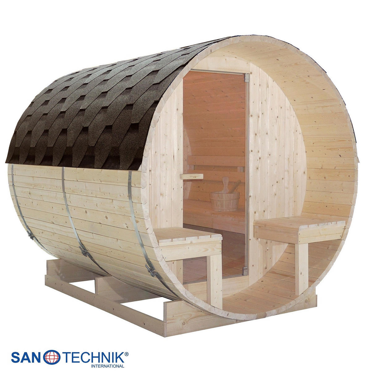 SUDOVÁ SAUNA - farba smreka, Konventionell, drevo/sklo (194,8/220/191,5cm) - Sanotechnik